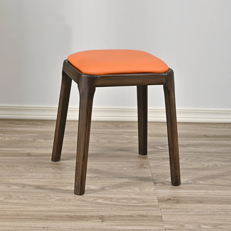 Modern Minimalist Square Rubberwood Microfiber Leather Sponge Low Stool Backless Armless For Dining Room