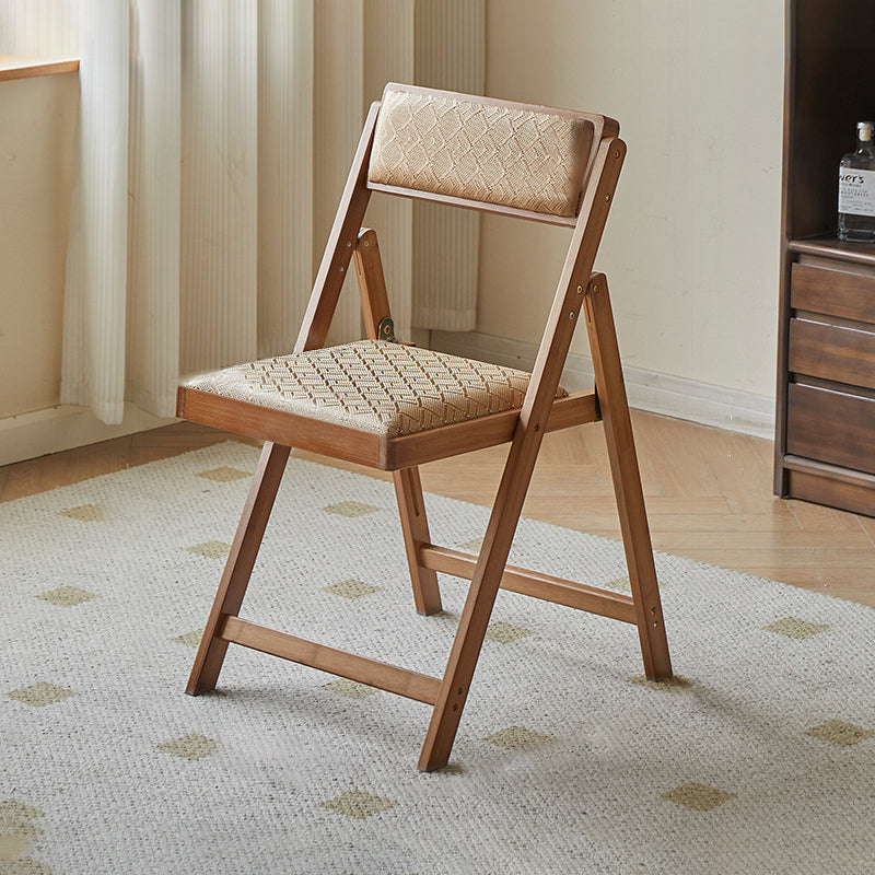 Traditional Rustic Foldable Rectangular Nan Bamboo Faux Leather Sponge Dining Chair Backrest Armless For Dining Room