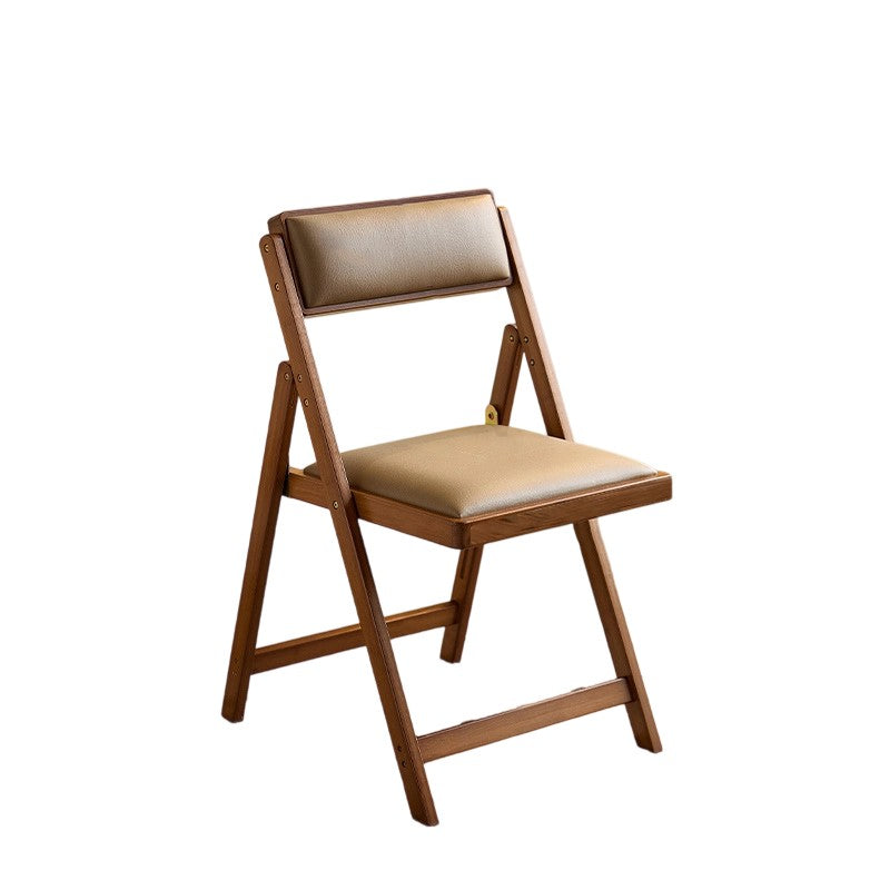 Traditional Japanese Rectangular Foldable Nan Bamboo Faux Leather Sponge Dining Chair Backrest Armless For Dining Room