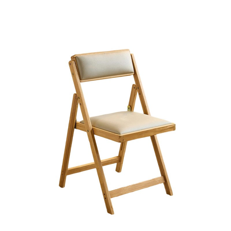 Traditional Japanese Rectangular Foldable Nan Bamboo Faux Leather Sponge Dining Chair Backrest Armless For Dining Room