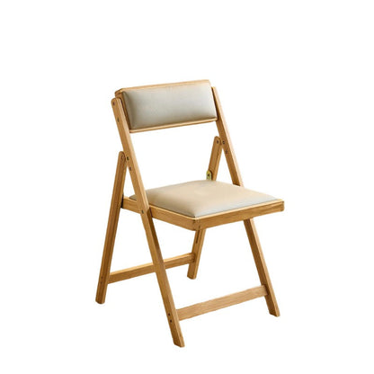 Traditional Japanese Rectangular Foldable Nan Bamboo Faux Leather Sponge Dining Chair Backrest Armless For Dining Room