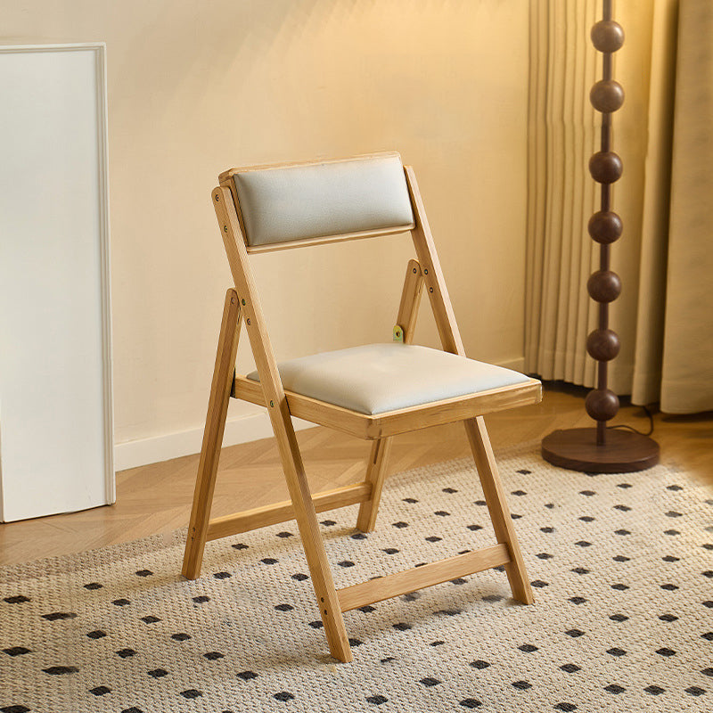 Traditional Japanese Rectangular Foldable Nan Bamboo Faux Leather Sponge Dining Chair Backrest Armless For Dining Room