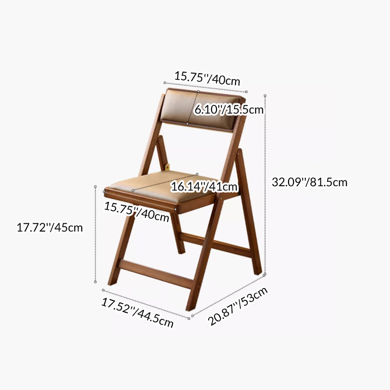 Traditional Japanese Rectangular Foldable Nan Bamboo Faux Leather Sponge Dining Chair Backrest Armless For Dining Room