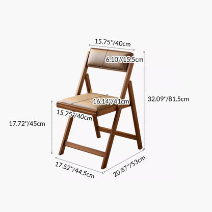 Traditional Japanese Rectangular Foldable Nan Bamboo Faux Leather Sponge Dining Chair Backrest Armless For Dining Room