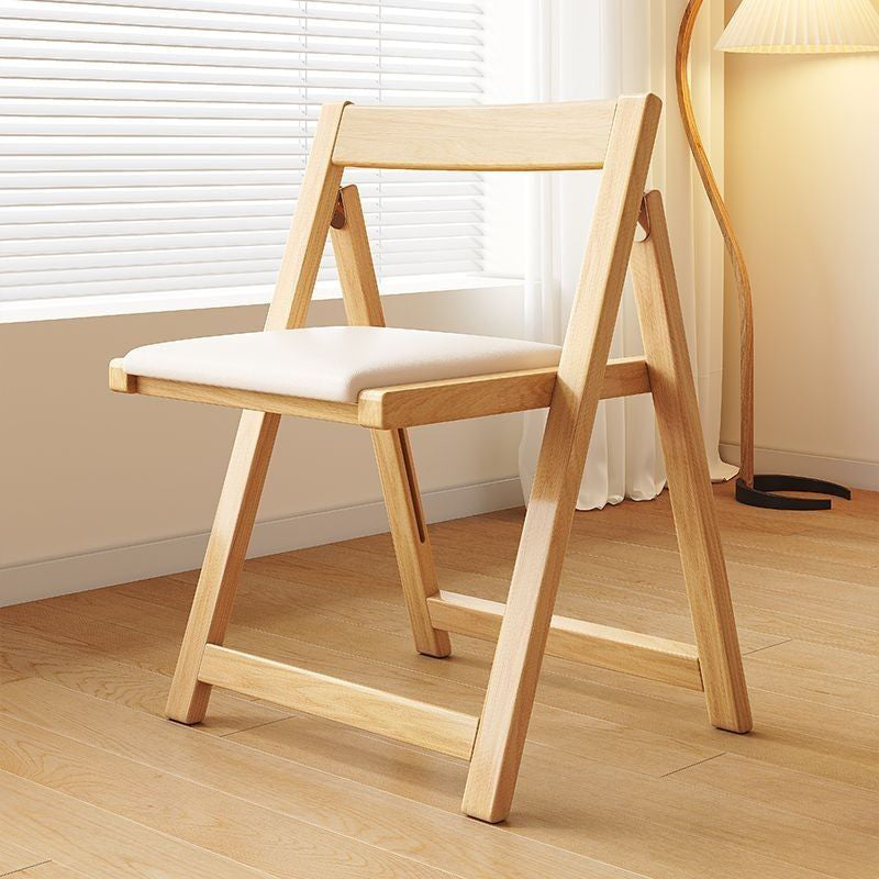 Contemporary Nordic Rectangular Rubberwood Microfiber Leather Sponge Foldable Dining Chair Backrest Armless For Dining Room