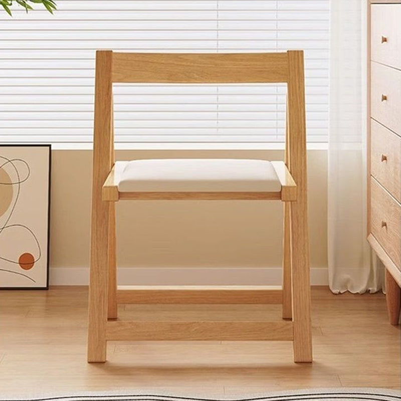 Contemporary Nordic Rectangular Rubberwood Microfiber Leather Sponge Foldable Dining Chair Backrest Armless For Dining Room
