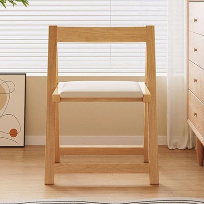 Contemporary Nordic Rectangular Rubberwood Microfiber Leather Sponge Foldable Dining Chair Backrest Armless For Dining Room