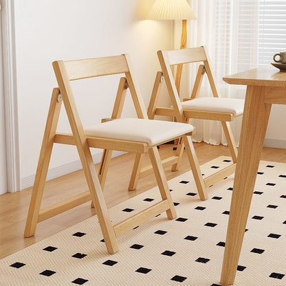 Contemporary Nordic Rectangular Rubberwood Microfiber Leather Sponge Foldable Dining Chair Backrest Armless For Dining Room