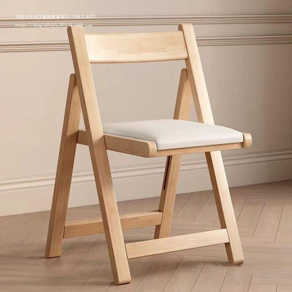 Contemporary Nordic Rectangular Rubberwood Microfiber Leather Sponge Foldable Dining Chair Backrest Armless For Dining Room