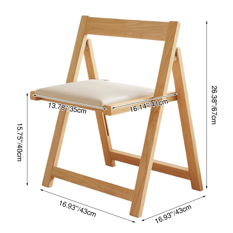 Contemporary Nordic Rectangular Rubberwood Microfiber Leather Sponge Foldable Dining Chair Backrest Armless For Dining Room