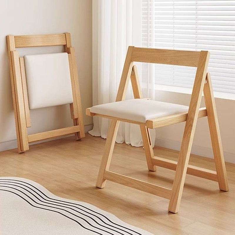 Contemporary Nordic Rectangular Rubberwood Microfiber Leather Sponge Foldable Dining Chair Backrest Armless For Dining Room