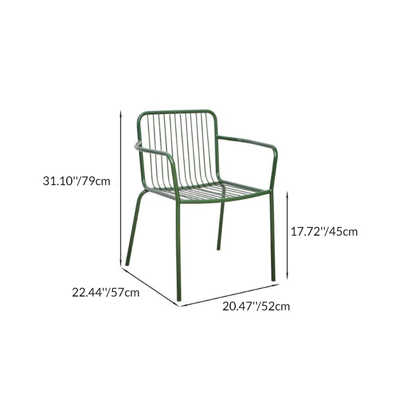 Modern Minimalist Waterproof Rectangular Hollowed-Out Iron Outdoor Dining Chair Backrest Armrest For Dining Room