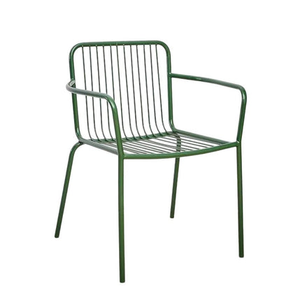 Modern Minimalist Waterproof Rectangular Hollowed-Out Iron Outdoor Dining Chair Backrest Armrest For Dining Room