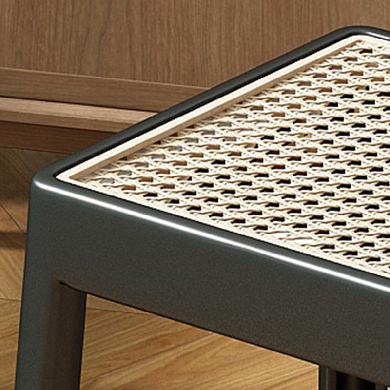 Modern Minimalist Square Plastic PE Rattan Weaving Dining Chair Backless Armless For Dining Room