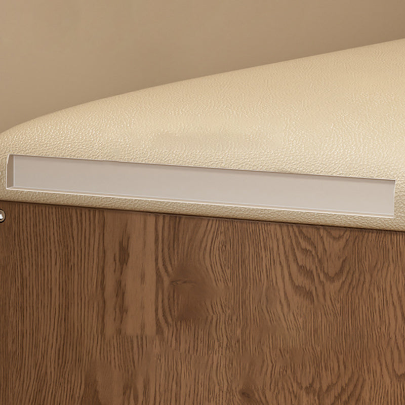 مقعد حذاء للأطفال بدون ظهر وبدون أذرع للمدخل مصنوع من إسفنج جلد البولي يوريثان وخشب المطاط بتصميم آرت ديكو الحديث