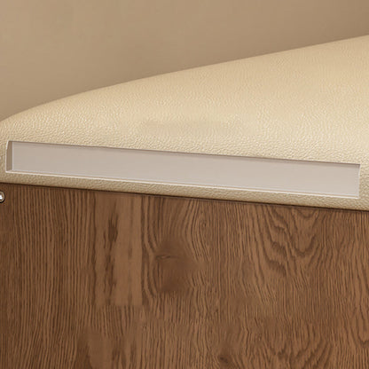 مقعد حذاء للأطفال بدون ظهر وبدون أذرع للمدخل مصنوع من إسفنج جلد البولي يوريثان وخشب المطاط بتصميم آرت ديكو الحديث