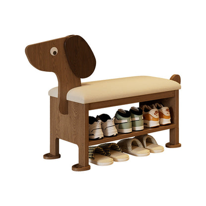 مقعد حذاء للأطفال بدون ظهر وبدون أذرع للمدخل مصنوع من إسفنج جلد البولي يوريثان وخشب المطاط بتصميم آرت ديكو الحديث