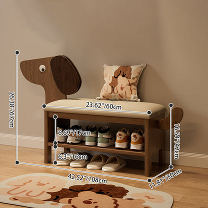 مقعد حذاء للأطفال بدون ظهر وبدون أذرع للمدخل مصنوع من إسفنج جلد البولي يوريثان وخشب المطاط بتصميم آرت ديكو الحديث