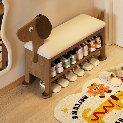 مقعد حذاء للأطفال بدون ظهر وبدون أذرع للمدخل مصنوع من إسفنج جلد البولي يوريثان وخشب المطاط بتصميم آرت ديكو الحديث