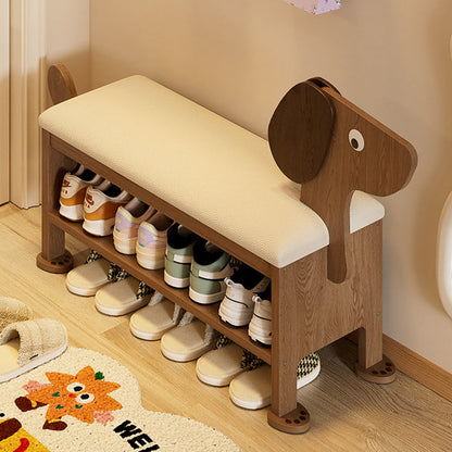 مقعد حذاء للأطفال بدون ظهر وبدون أذرع للمدخل مصنوع من إسفنج جلد البولي يوريثان وخشب المطاط بتصميم آرت ديكو الحديث