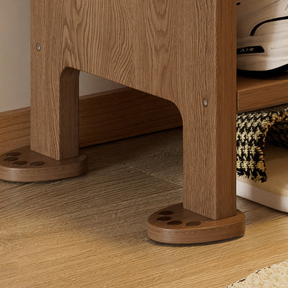 مقعد حذاء للأطفال بدون ظهر وبدون أذرع للمدخل مصنوع من إسفنج جلد البولي يوريثان وخشب المطاط بتصميم آرت ديكو الحديث