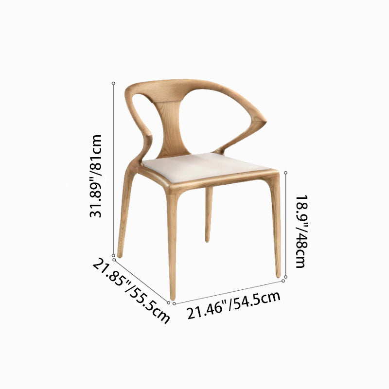 Contemporary Creative Geometric Rubberwood PU Leather Sponge Dining Chair Backrest Armrest For Dining Room