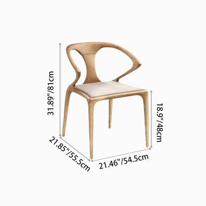 Contemporary Creative Geometric Rubberwood PU Leather Sponge Dining Chair Backrest Armrest For Dining Room