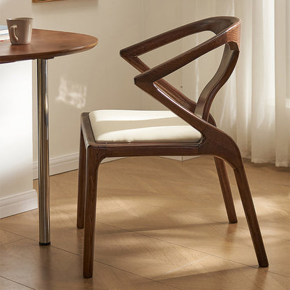 Contemporary Creative Geometric Rubberwood PU Leather Sponge Dining Chair Backrest Armrest For Dining Room