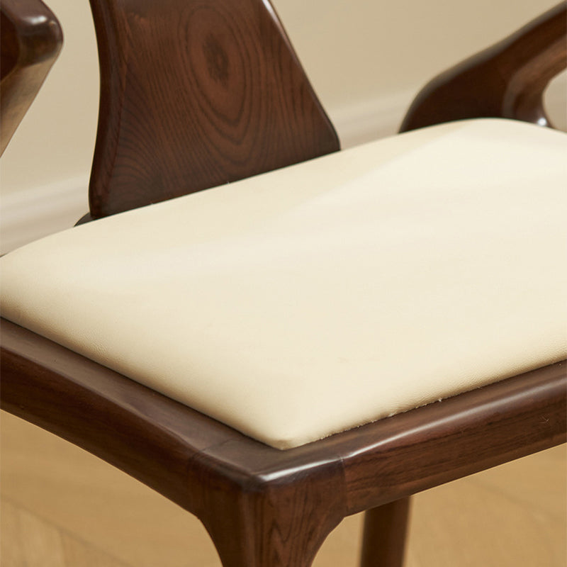 Contemporary Creative Geometric Rubberwood PU Leather Sponge Dining Chair Backrest Armrest For Dining Room