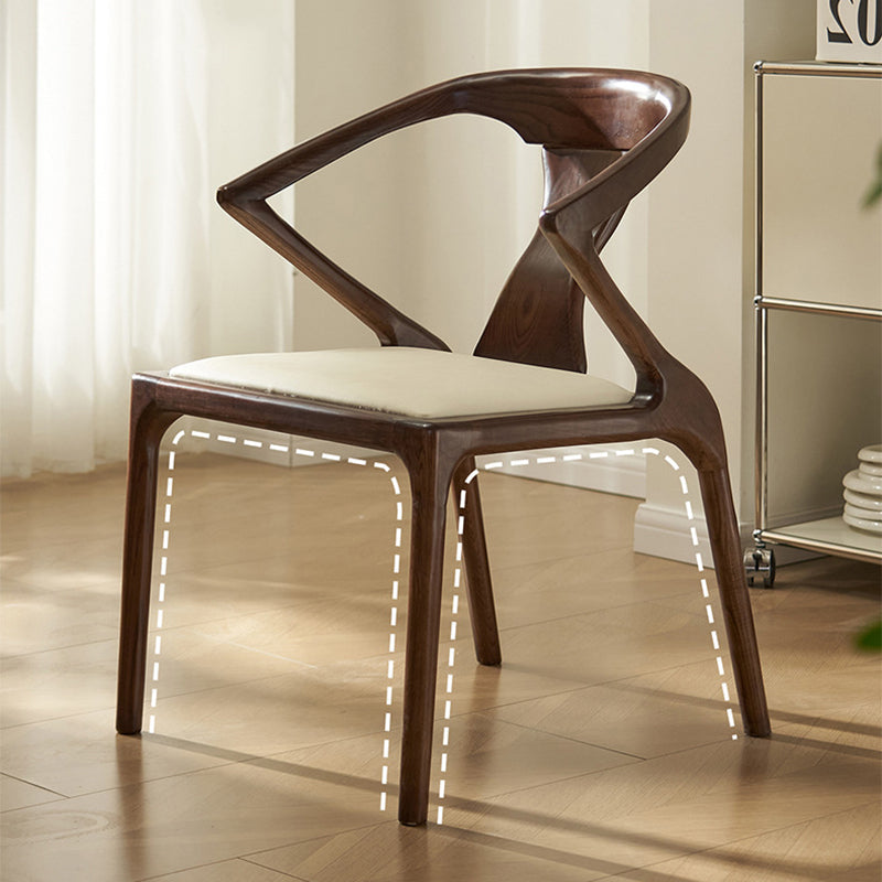 Contemporary Creative Geometric Rubberwood PU Leather Sponge Dining Chair Backrest Armrest For Dining Room