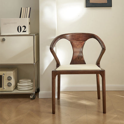 Contemporary Creative Geometric Rubberwood PU Leather Sponge Dining Chair Backrest Armrest For Dining Room