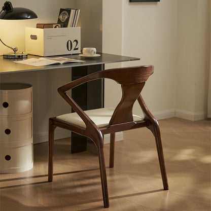 Contemporary Creative Geometric Rubberwood PU Leather Sponge Dining Chair Backrest Armrest For Dining Room