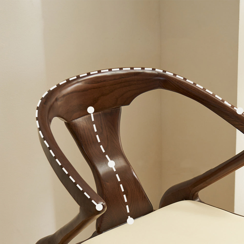 Contemporary Creative Geometric Rubberwood PU Leather Sponge Dining Chair Backrest Armrest For Dining Room
