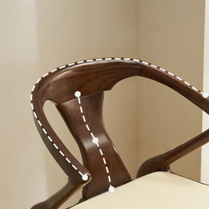 Contemporary Creative Geometric Rubberwood PU Leather Sponge Dining Chair Backrest Armrest For Dining Room