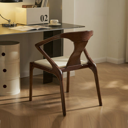 Contemporary Creative Geometric Rubberwood PU Leather Sponge Dining Chair Backrest Armrest For Dining Room