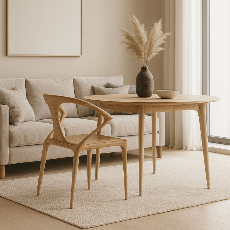 Contemporary Creative Geometric Rubberwood PU Leather Sponge Dining Chair Backrest Armrest For Dining Room