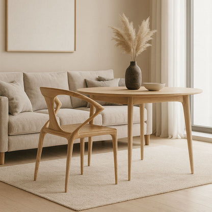 Contemporary Creative Geometric Rubberwood PU Leather Sponge Dining Chair Backrest Armrest For Dining Room