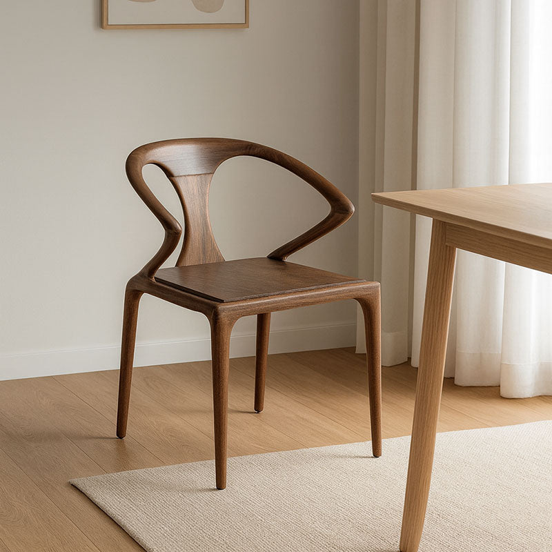 Contemporary Creative Geometric Rubberwood PU Leather Sponge Dining Chair Backrest Armrest For Dining Room