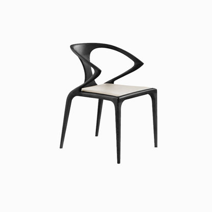Contemporary Creative Geometric Rubberwood PU Leather Sponge Dining Chair Backrest Armrest For Dining Room