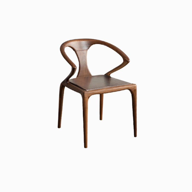 Contemporary Creative Geometric Rubberwood PU Leather Sponge Dining Chair Backrest Armrest For Dining Room