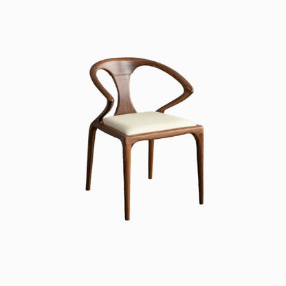 Contemporary Creative Geometric Rubberwood PU Leather Sponge Dining Chair Backrest Armrest For Dining Room