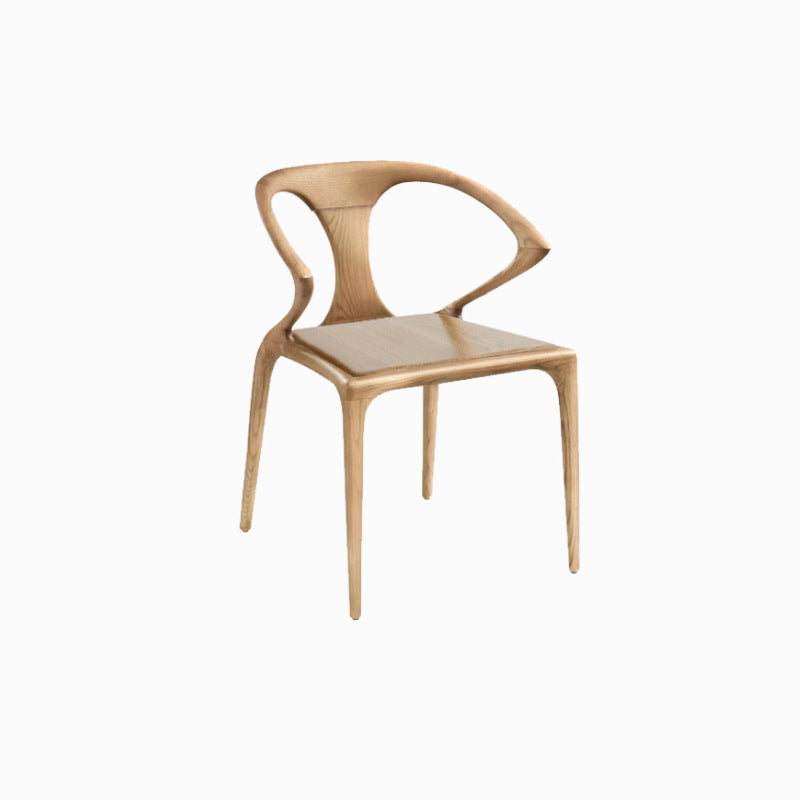 Contemporary Creative Geometric Rubberwood PU Leather Sponge Dining Chair Backrest Armrest For Dining Room