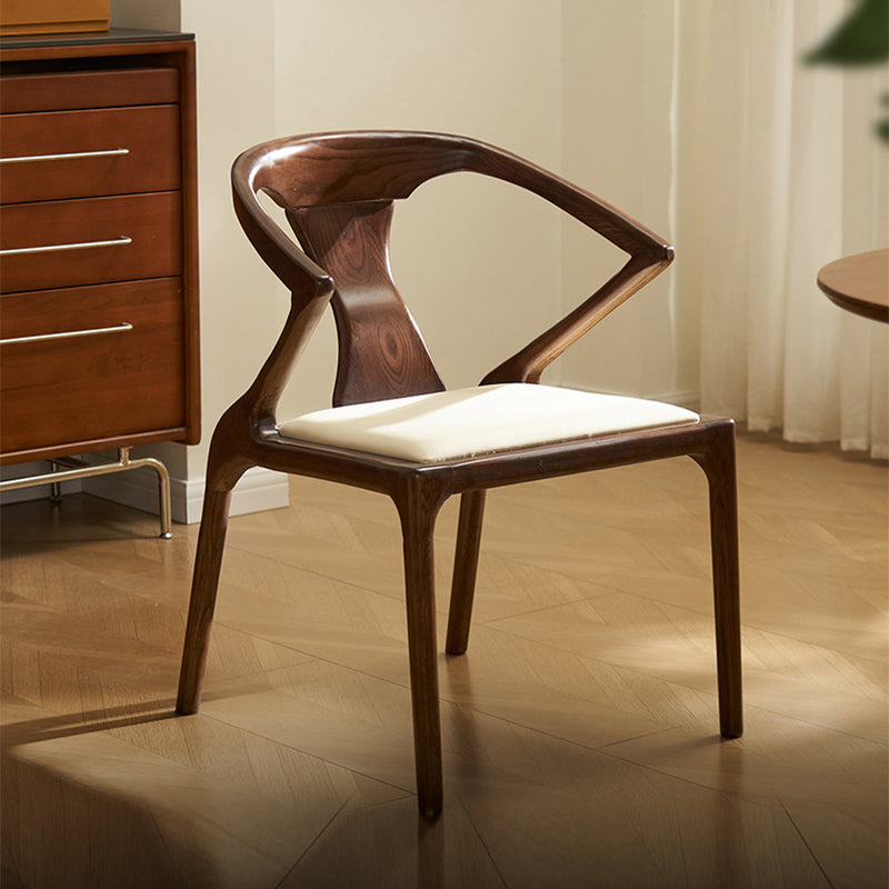 Contemporary Creative Geometric Rubberwood PU Leather Sponge Dining Chair Backrest Armrest For Dining Room