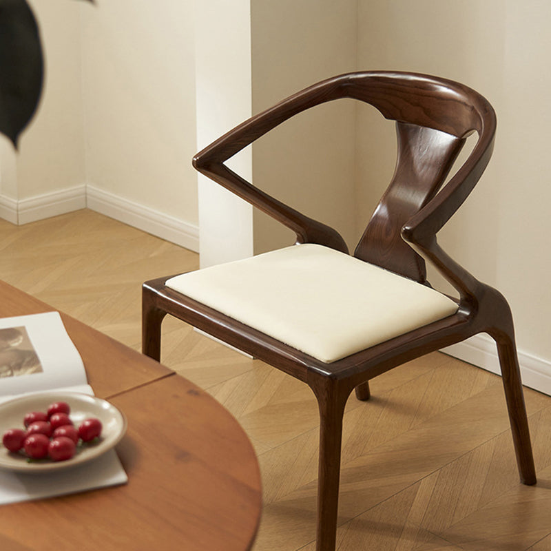 Contemporary Creative Geometric Rubberwood PU Leather Sponge Dining Chair Backrest Armrest For Dining Room