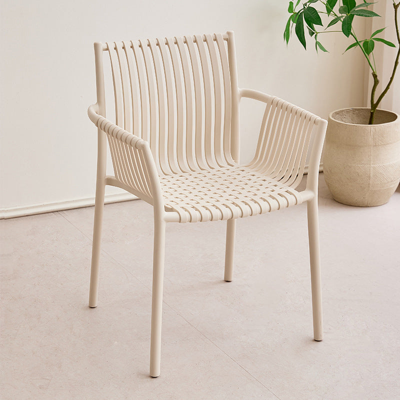 Modern Simplicity Square PP Outdoor Stackable Dining Chair Backrest Armrest For Dining Room