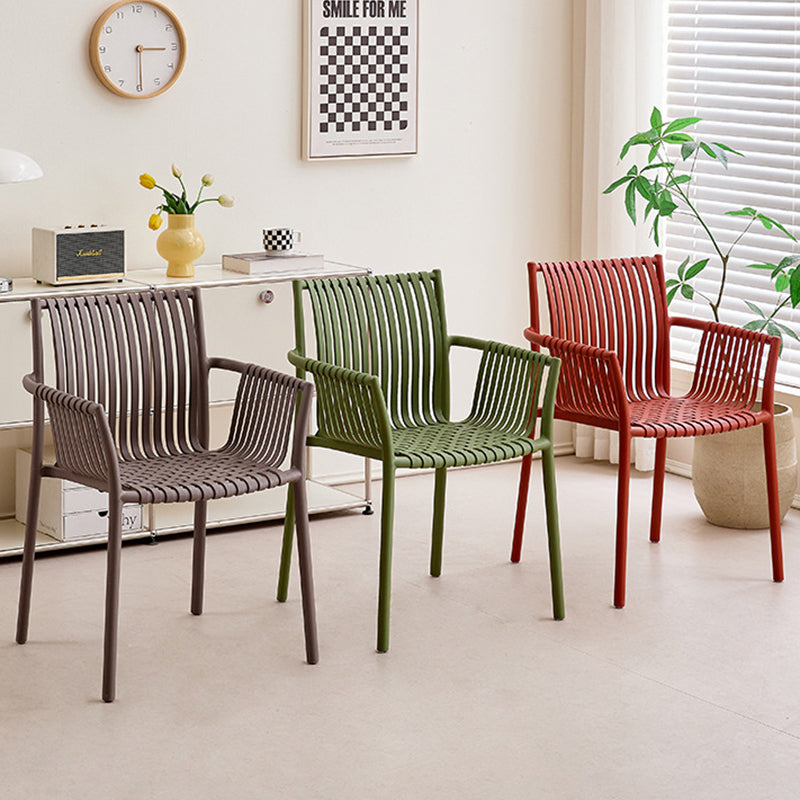 Modern Simplicity Square PP Outdoor Stackable Dining Chair Backrest Armrest For Dining Room