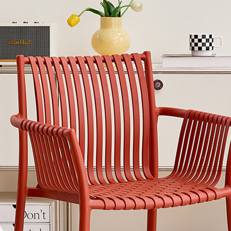 Modern Simplicity Square PP Outdoor Stackable Dining Chair Backrest Armrest For Dining Room