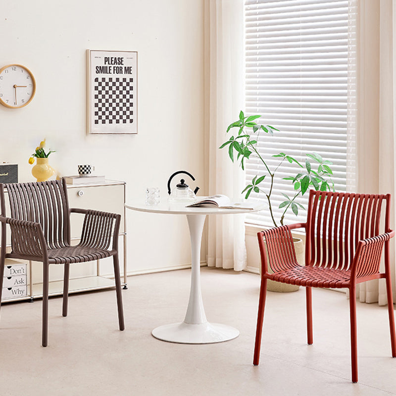 Modern Simplicity Square PP Outdoor Stackable Dining Chair Backrest Armrest For Dining Room