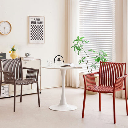 Modern Simplicity Square PP Outdoor Stackable Dining Chair Backrest Armrest For Dining Room