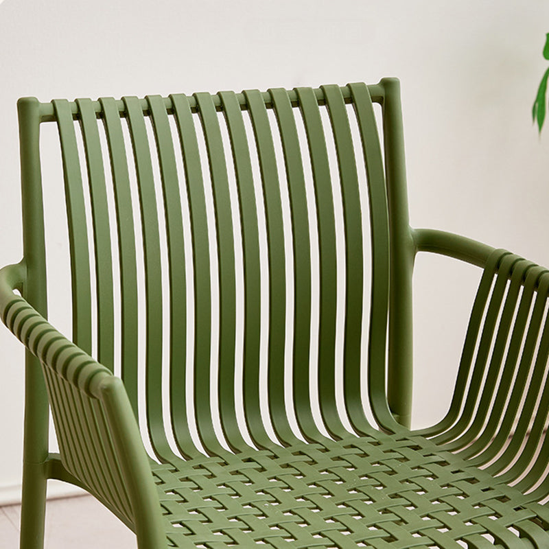 Modern Simplicity Square PP Outdoor Stackable Dining Chair Backrest Armrest For Dining Room